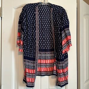 Navy and coral kimono top/swim cover up - like new!